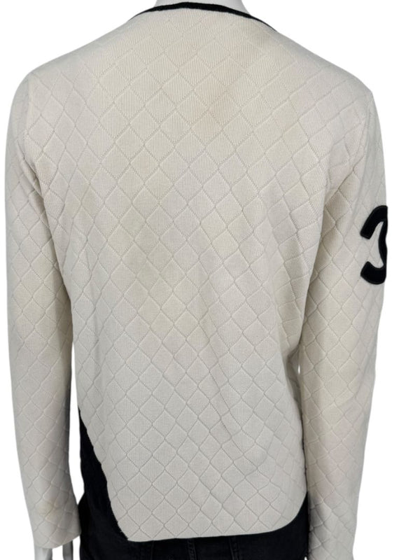 Chanel Ivory Quilted CC Logo Sweater – Size 42 (FR)