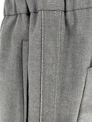 Brunello Cucinelli Charcoal Gray Wool-Blend Drawstring Pants – Size 8 (IT 44)