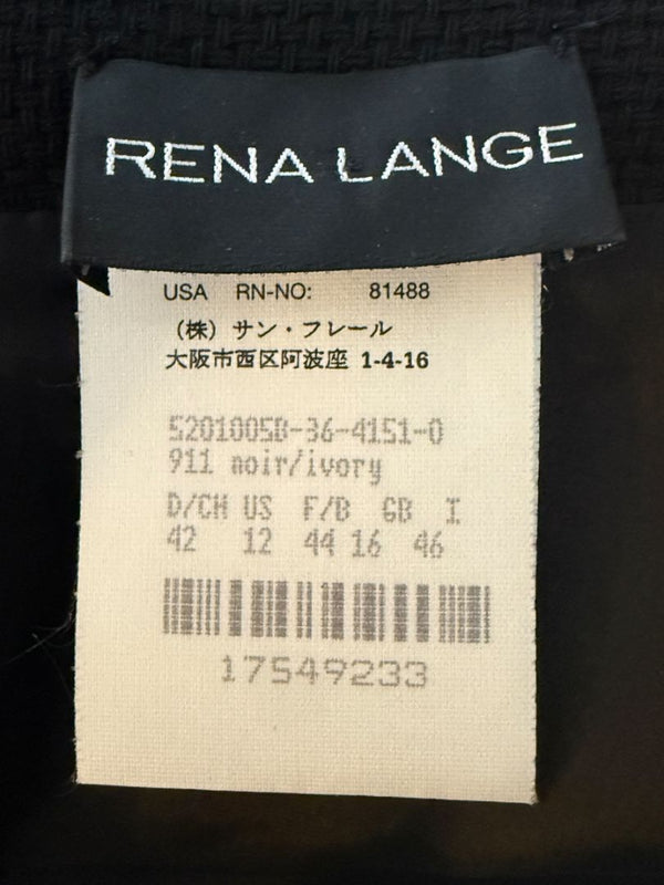 Rena Lange Black Wool Skirt with Contrast Pleated Back Panel – Size 12 (DE 42)