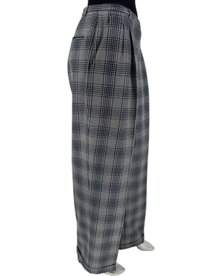 Oscar de la Renta Gray Plaid Wool Trousers – Size 14