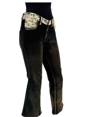 Custo Barcelona Women’s Black Corduroy Western-Inspired Denim-Style Pants – Size 4
