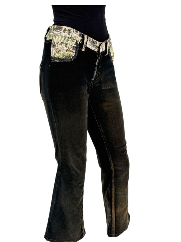 Custo Barcelona Women’s Black Corduroy Western-Inspired Denim-Style Pants – Size 4