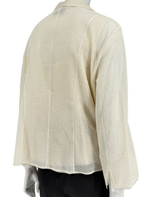 Akris Ivory Tank Camisole & Mesh Jacket Twin Set – Size US 16 (F 48 / D 46)