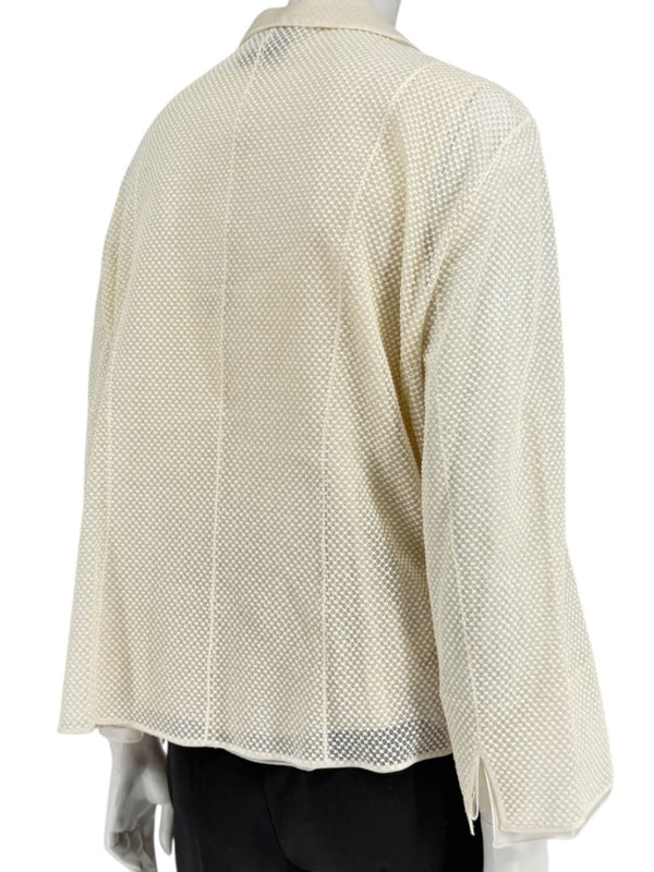 Akris Ivory Tank Camisole & Mesh Jacket Twin Set – Size US 16 (F 48 / D 46)