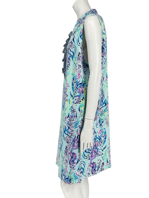 Lilly Pulitzer Aqua Multicolor Sleeveless Printed Shift Dress – Size XL