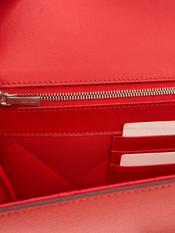 Celine Grained Calfskin Trotteur Clutch in Red