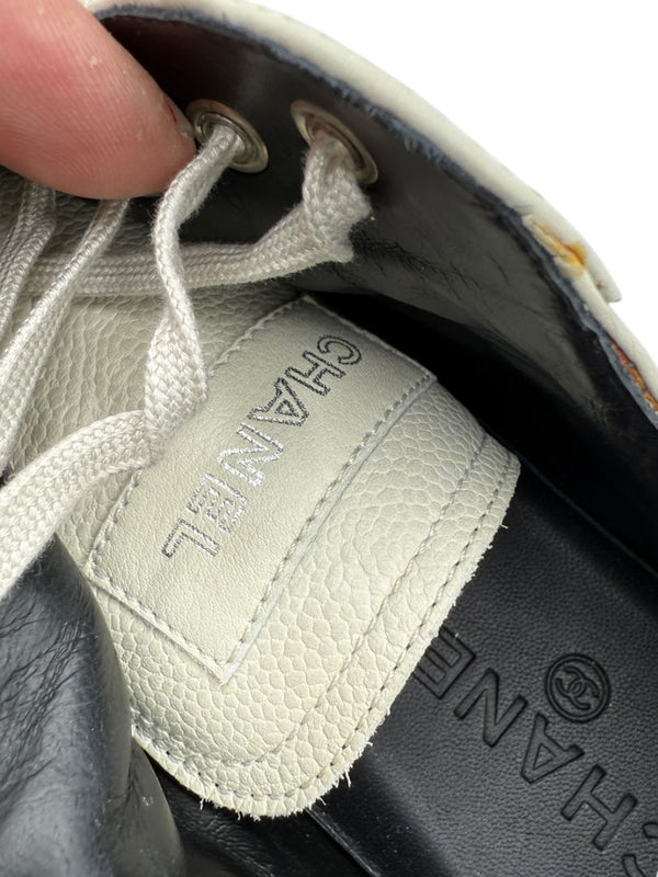 CHANEL Caviar Quilted CC Sneakers in Dark White – Size 40 BNIB