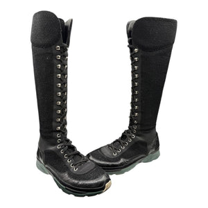 Chanel Mixed-Media High-Top Sneakers – Size 40