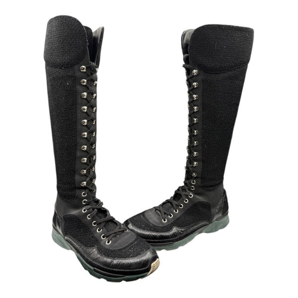 Chanel Mixed-Media High-Top Sneakers – Size 40