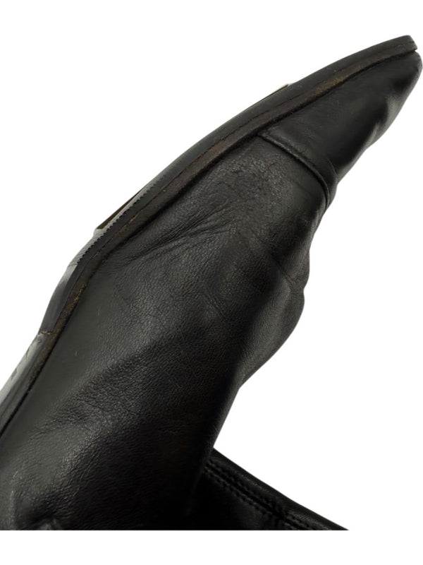 Chanel Black Leather Mid-Calf Boots with CC Cap Toe & Silver Heel Logo – Size 40 (US 10)