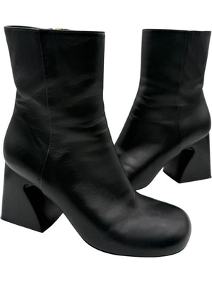 Sportmax Black Leather Square Toe Boots – Size 38.5