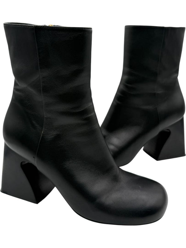 Sportmax Black Leather Square Toe Boots – Size 38.5