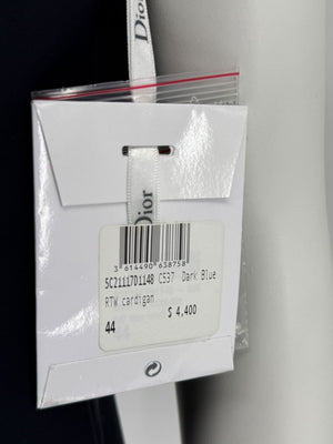 CHRISTIAN DIOR Navy Wool-Silk Dress with Draped Overlay – NWT –  Size 12