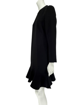 Victoria Victoria Beckham Black Flounce Hem Long Sleeve Dress – Size US 10