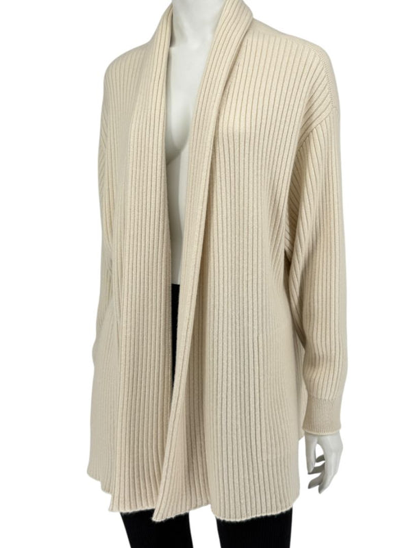 Loro Piana Beige Baby Cashmere Ribbed Open Cardigan – Size S