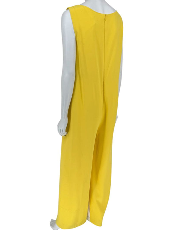 Pamella Roland Yellow Draped Overlay Jumpsuit – Large