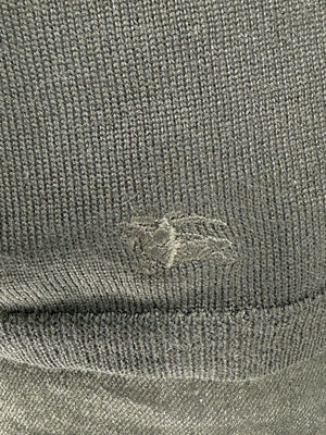 Burberry London Black Extrafine Merino Wool V-Neck Sweater – Size L