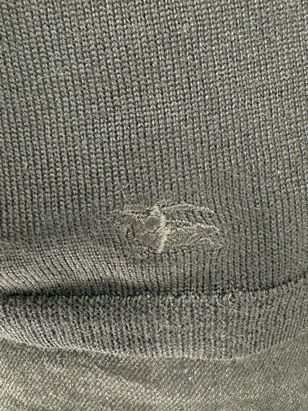 Burberry London Black Extrafine Merino Wool V-Neck Sweater – Size L