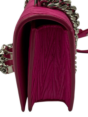 Alexander McQueen Women’s Fuchsia Pink Leather Knuckle Clutch Shoulder Bag