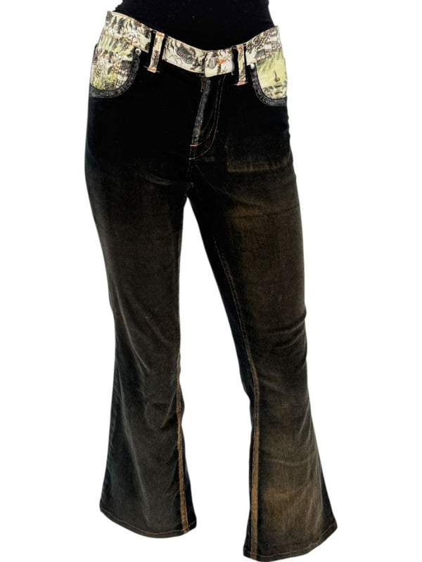 Custo Barcelona Women’s Black Corduroy Western-Inspired Denim-Style Pants – Size 4