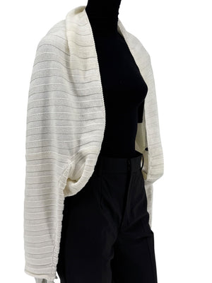 Shirin Guild Ivory Ribbed Knit Shrug