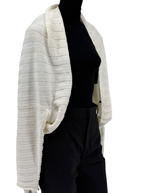 Shirin Guild Ivory Ribbed Knit Shrug