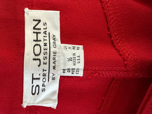 St. John Red Stretch Denim Straight-Leg Jeans – Size 16