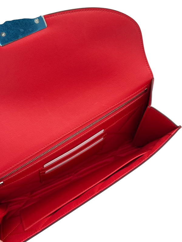 Celine Grained Calfskin Trotteur Clutch in Red