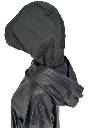 Brunello Cucinelli Blue/Black Leather Hooded Jacket – Size IT 42 (US 6)
