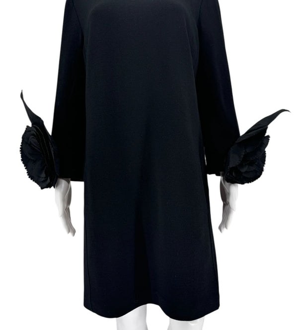 Oscar de la Renta Black Floral Cuff Mini Dress – Size 12 – NWT