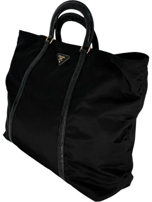 Prada Tessuto Nylon & Leather Trim Tote – Nero