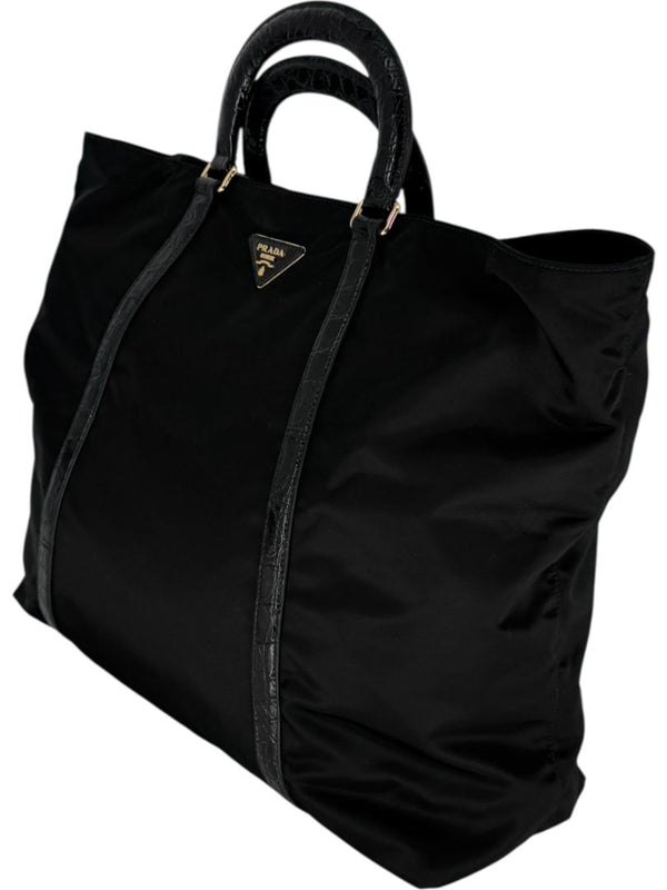 Prada Tessuto Nylon & Leather Trim Tote – Nero