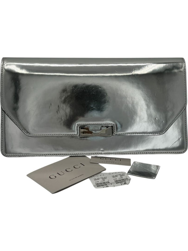 Gucci Metallic Silver Leather Clutch