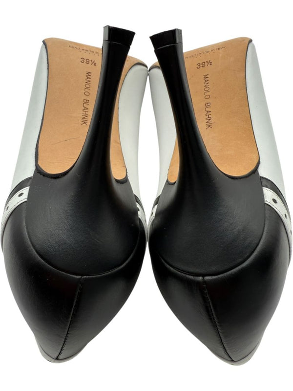 Manolo Blahnik Black & White Wingtip/Spectator Pumps - Size 39.5