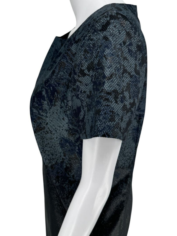 Pamella Roland Black/Blue Ombre 2 Piece Dress & Coat Set – Large