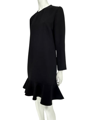Victoria Victoria Beckham Black Flounce Hem Long Sleeve Dress – Size US 10