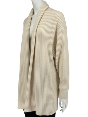 Loro Piana Beige Baby Cashmere Ribbed Open Cardigan – Size S