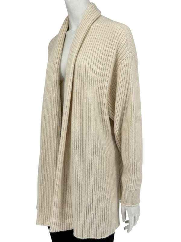 Loro Piana Beige Baby Cashmere Ribbed Open Cardigan – Size S