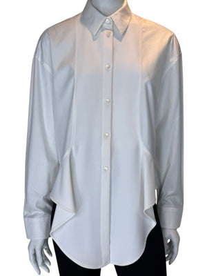 Balenciaga White Asymmetric Ruffle-Hem Shirt – Size IT 40 (US 6/8)