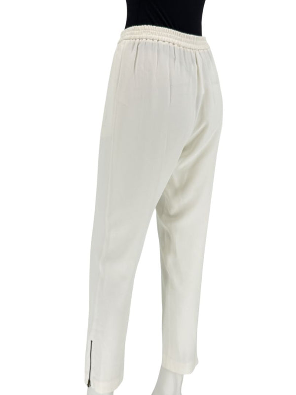 Stella McCartney Ivory Slim-Leg Pants with Ankle Zips – Size 44 (US 10)