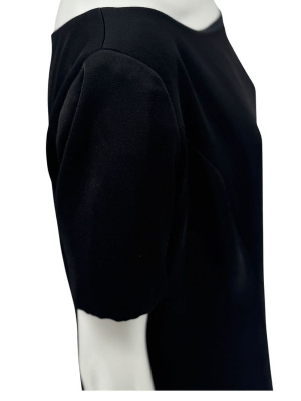 Pamella Roland Black Back Button Shift Dress with Gold Hardware - Large