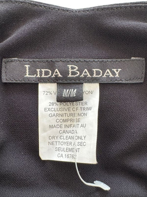 Lida Baday Black Sleeveless Midi Dress with Lace Trim – Size M