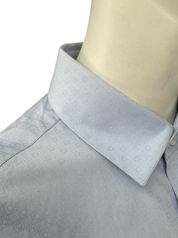 Salvatore Ferragamo Light Blue Patterned Dress Shirt – Size M (Men's)