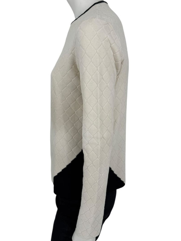 Chanel Ivory Quilted CC Logo Sweater – Size 42 (FR)