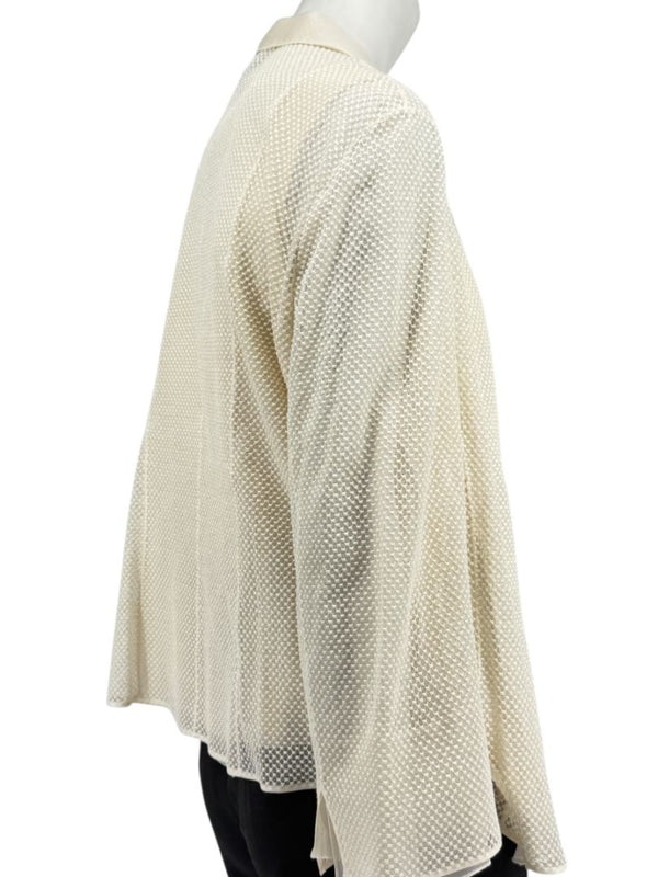 Akris Ivory Tank Camisole & Mesh Jacket Twin Set – Size US 16 (F 48 / D 46)