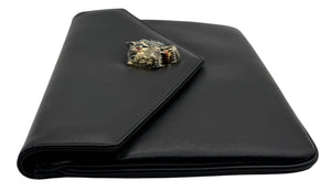 Gucci Rajah Leather Clutch in Black