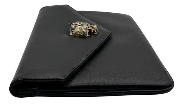 Gucci Rajah Leather Clutch in Black