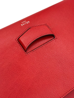 Celine Grained Calfskin Trotteur Clutch in Red