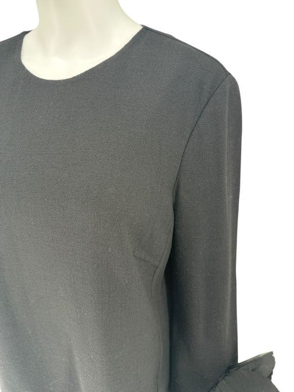 Oscar de la Renta Black Floral Cuff Mini Dress – Size 12 – NWT