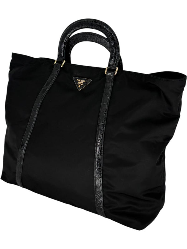 Prada Tessuto Nylon & Leather Trim Tote – Nero